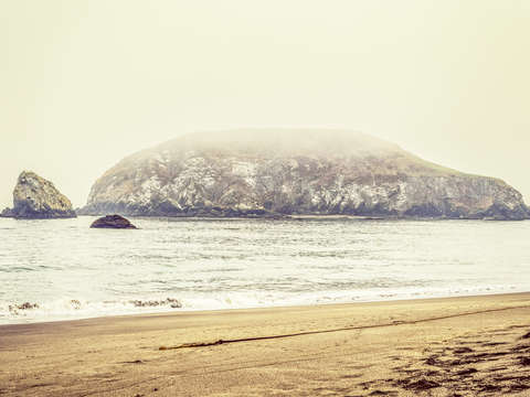 Big rock in the fog