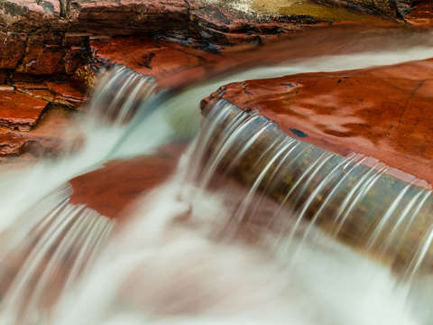 Red rocky falls