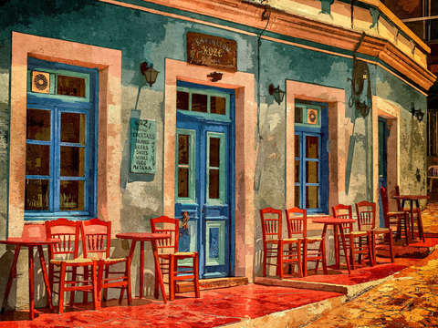 Greek sidewalk cafe