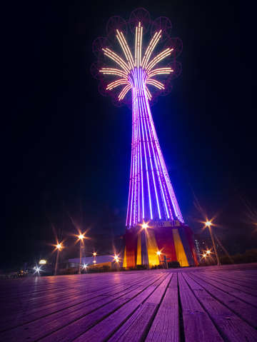 Parachute jump in coney island night