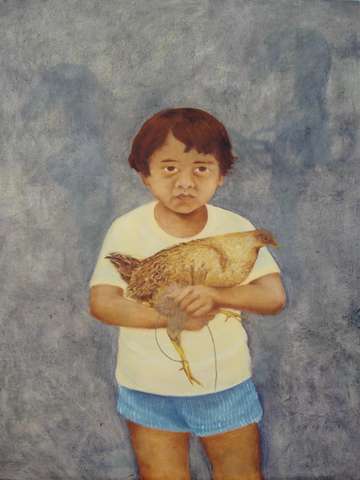 Girl with chicken
