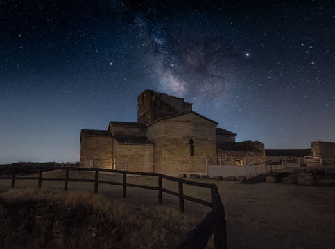 Milky way over old chapel