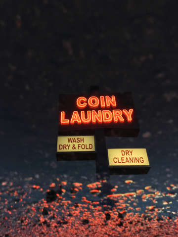Nighttime at the coin laundry