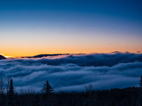 Snowy flat tops sunrise