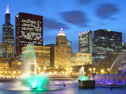 Chicago skyline at dusk 2