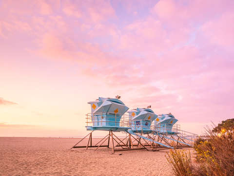 Doheny beach towers at sunrise