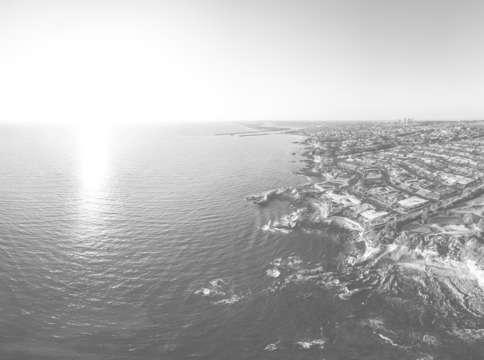 Crystal cove aerial panorama bw