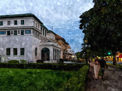 Evening at bathhouse row painterly