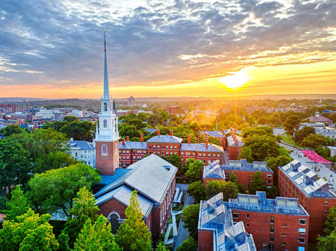 Harvard university sunset