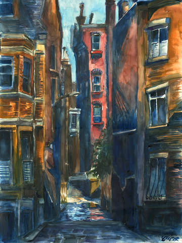 A cold november morning in bostons south end alley