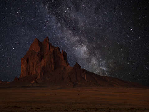 Shiprock at night