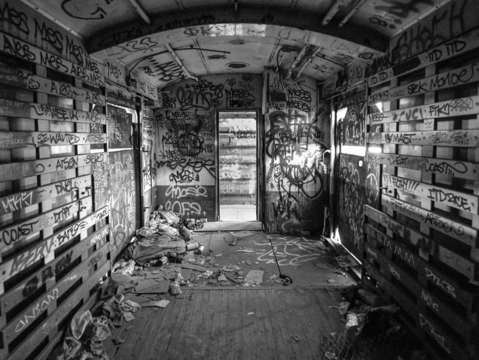 Abandoned train car interior