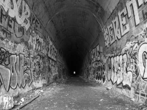 Graffiti train tunnel