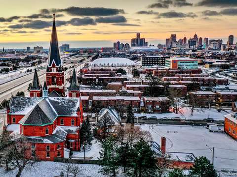Detroit church and rencen dji 0721