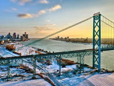 Ambassador bridge and downtown detroit dji 0760