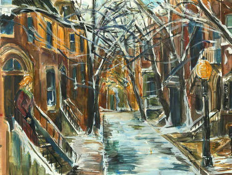 Dwight street in snow bostons south end