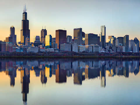 Chicago sunset skyline