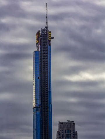 High rise sky and clouds