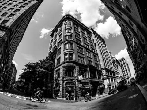 Buildings and bikes in boston
