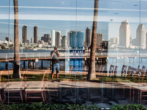 Downtown san diego skyline reflection