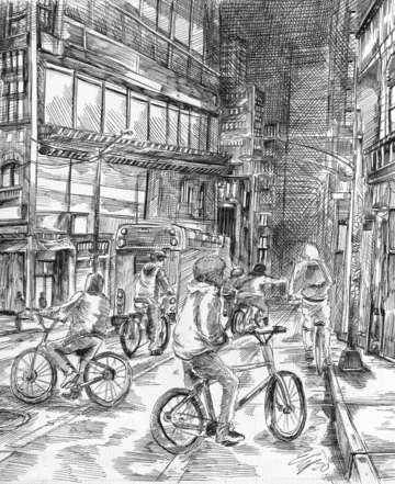 Cyclists on 6th avenue