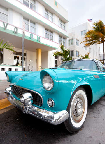 Classic car at ocean drive