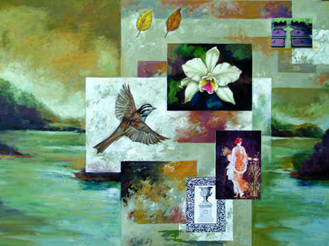 Landscape lady and bird