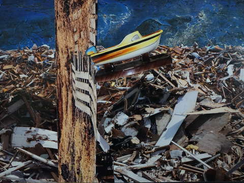 Landscape with yellow boat