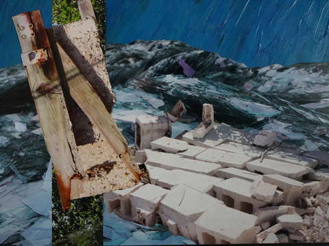 Seascape with block and wood