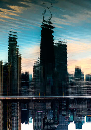 Chicago sunrise reflection in lake michigan