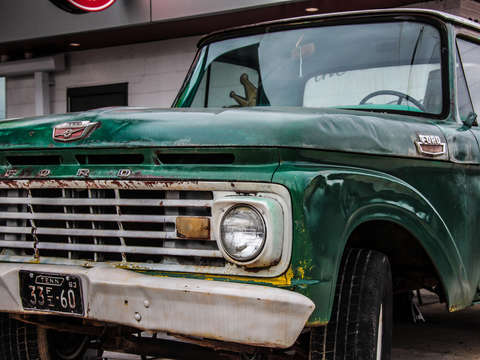 Green ford pickup truck