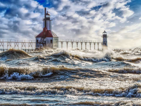 Storm at st joseph lighthouse
