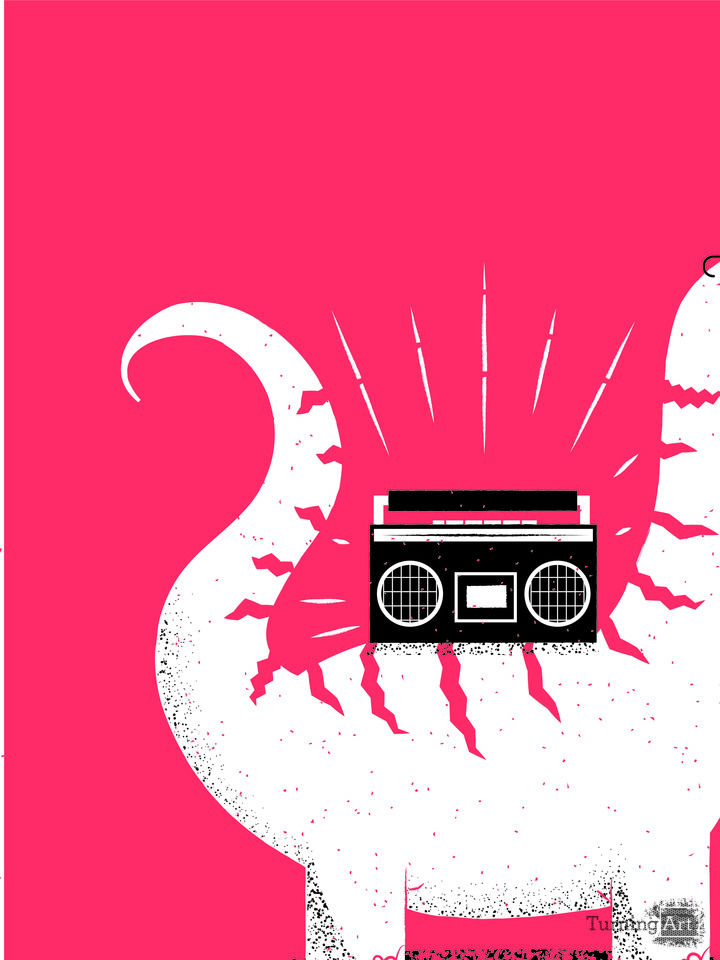 Dinosaur with boombox