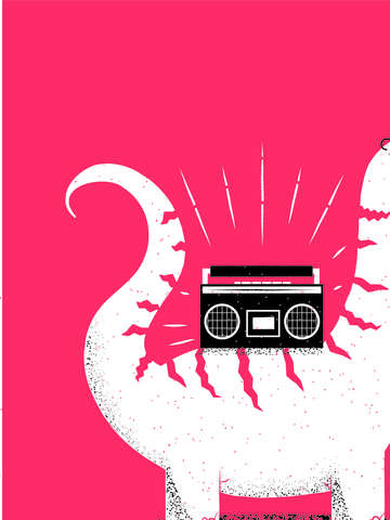 Dinosaur with boombox
