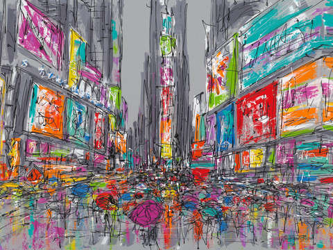 Rainy day in times square 2