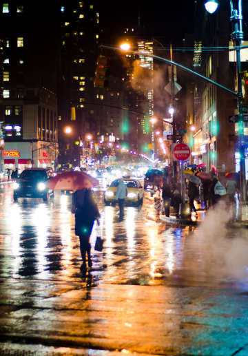 Woman in rain color