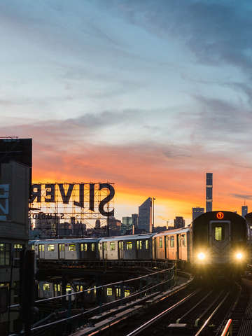 7 train at sunset