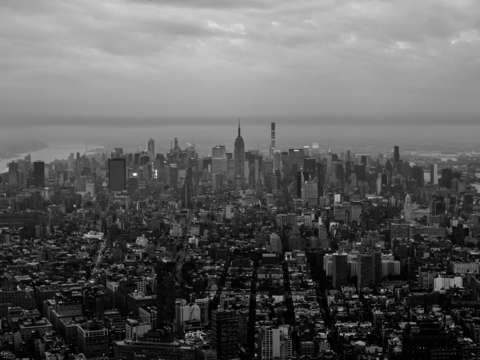 Manhattan skyline black and white