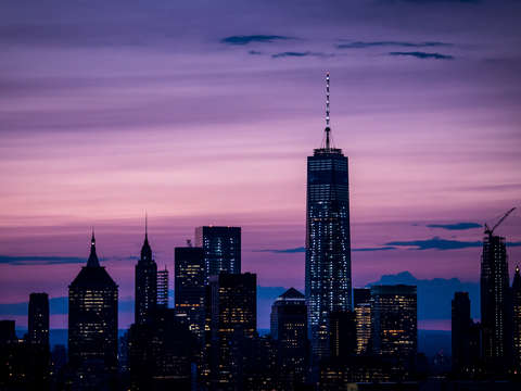 Purple nyc skyline