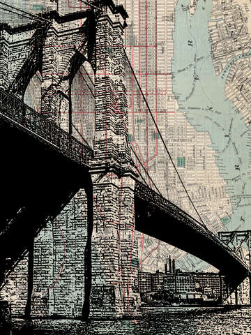 Brooklyn bridge over map