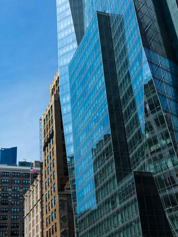 Geometric blue sky reflections manhattan nyc