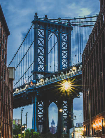 Manhattan bridge with empire state building