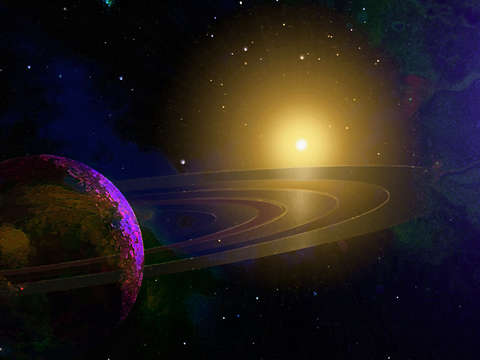 Ringed exoplanet in space