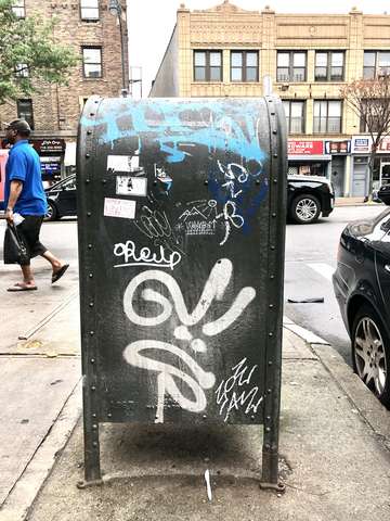 Blue graffiti and blue man brooklyn new york
