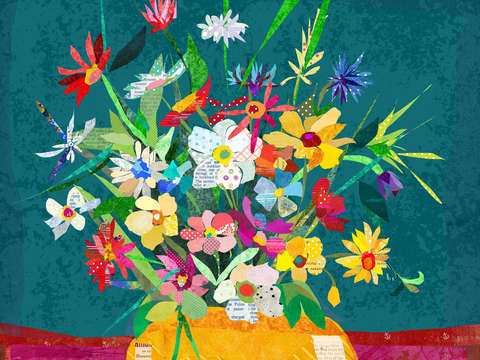 Colorful collage flower pot