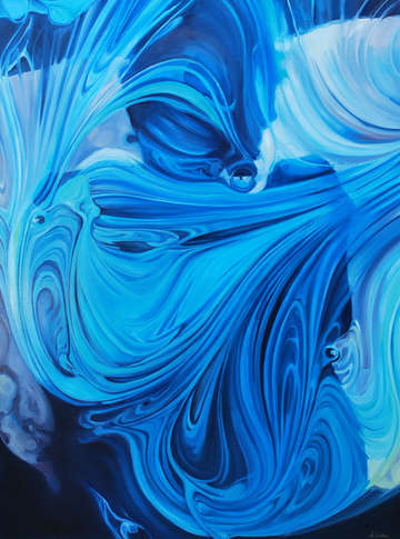 Self portrait in blue swirl