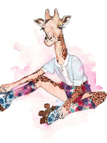 Tanja rollerskating giraffe