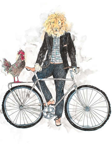 Thelma and louis lion and chicken bicycle couple