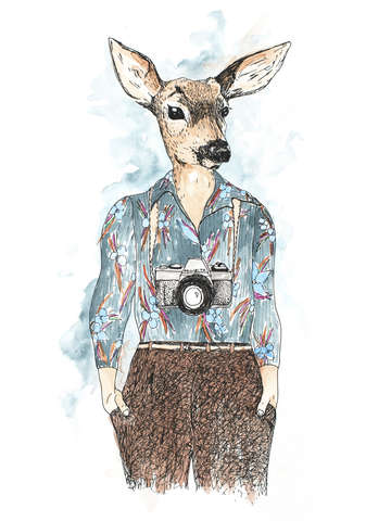 Eloise anthropomorphic deer portrait with camera