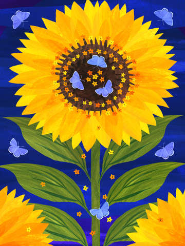 Sunflower with common blues